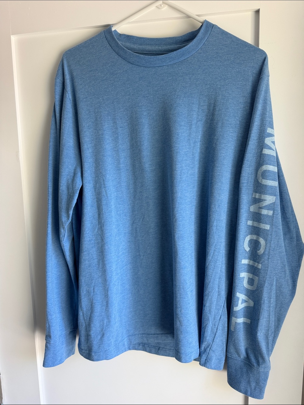 Youthful Long Sleeve Crewneck Tee in Dusty Blue by